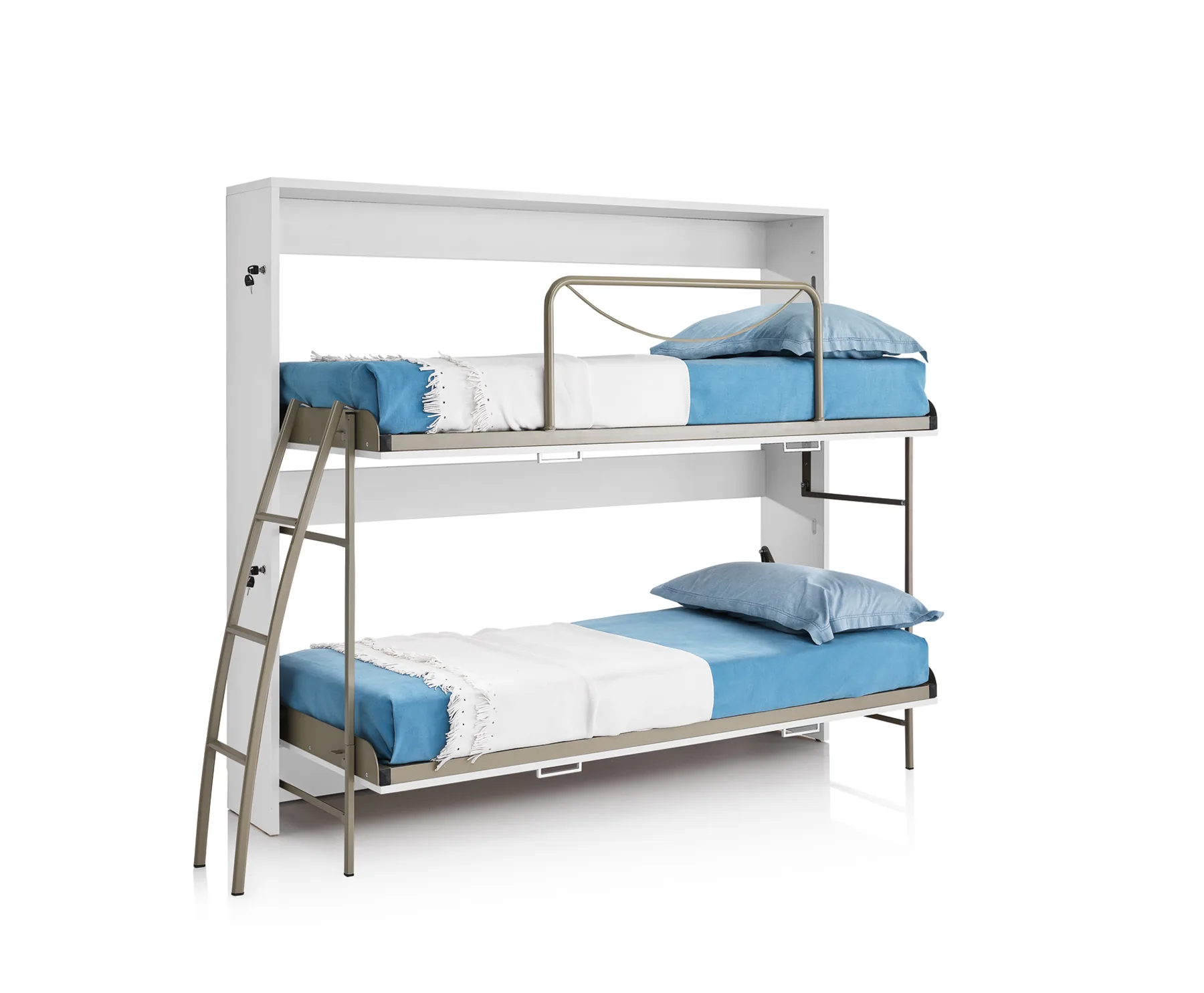 Slim Castello, letto a castello a scomparsa realizzato nel reparto Legno Pandi